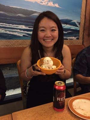 birthday girl got ice cream! the waiter was so sweet