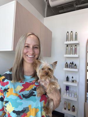 Hair day for mom and pup!