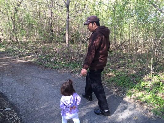 Hubby and baby walking the paths