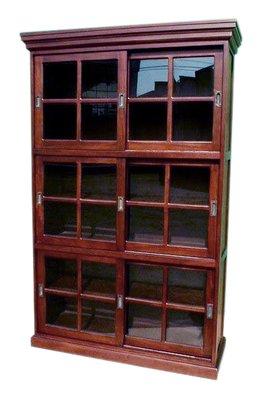 Mahogany 3 Section Sliding Door Bookcase