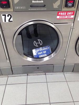 Out of order dryer 1/5/16. I'm seriously sick and tired of this place!