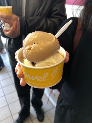 Cold brew and vanilla ice cream. Very nice!!!! I love the flavor. Their staff is so friendly and the store very clean.