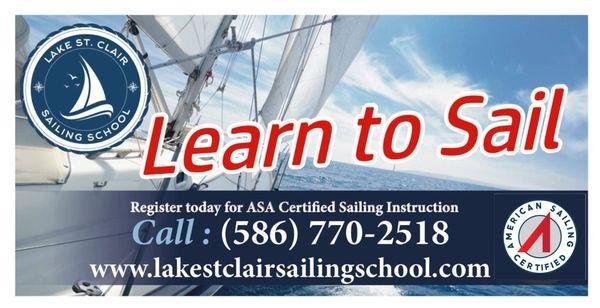 Learn to Sail! 
Sailing classes. Sailing classes. sailing instructor.