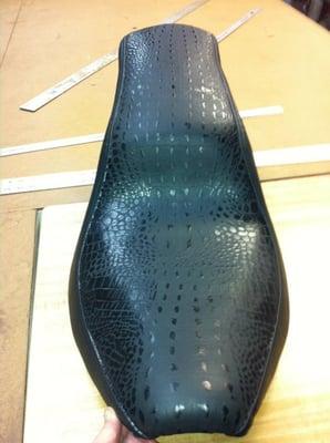 Crocodile skin motorcycle seat