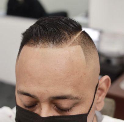 high fade with hard part