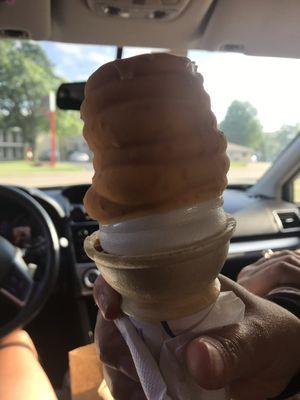 "Dipped" cone not all the way dipped