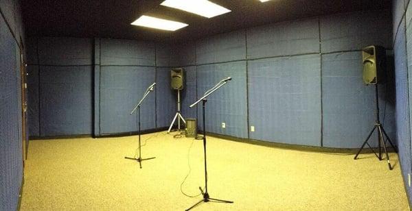 Hourly rehearsal studios are fully equipped with p.a.'s, mics, boom stands and cables.