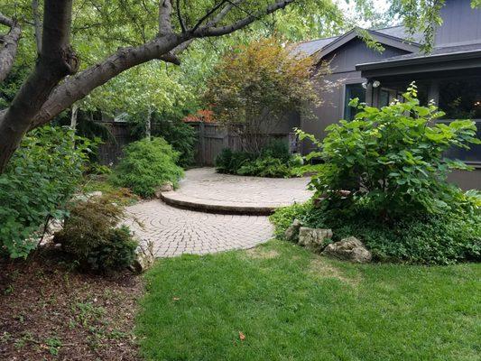 Backyard with brick paver patio