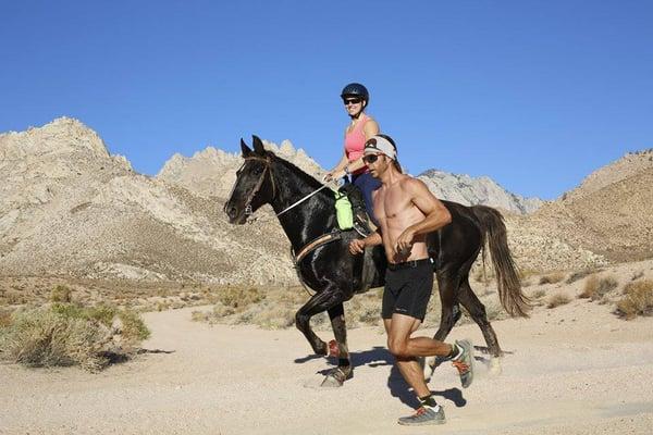 Awesome concept, runners and riders on the same course challenging each other. Wild West meets modern day competitors. FUN!