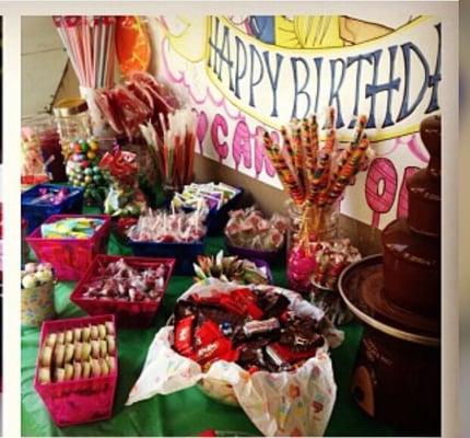 Candy Table with chocolate fountain