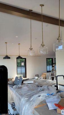 Wired up and installed these beautiful custom pendant lights and 4" LEDS