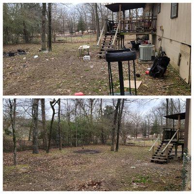 Back yard cleaned. Rental clean out.