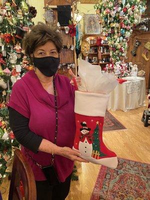 The owner with the stocking she stuffed with gifts for my aunt who couldn't visit us for her annual Christmas trip this year.