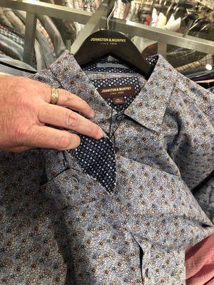 Most J&M shirts have a different fabric on the inside of the cuff for a nicer casual look when the sleeves are rolled up.