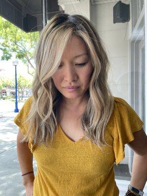 Balayage and color correction highlights