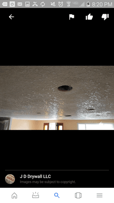 Popcorn ceiling removed and knockdown texture added.