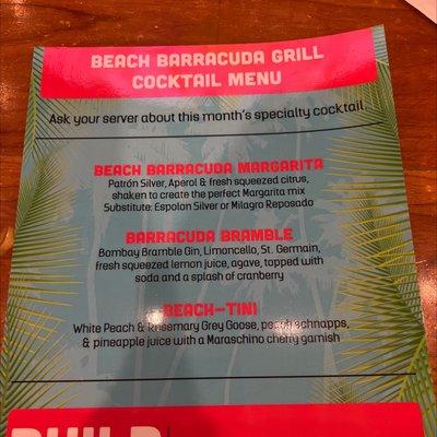 Cocktail menu