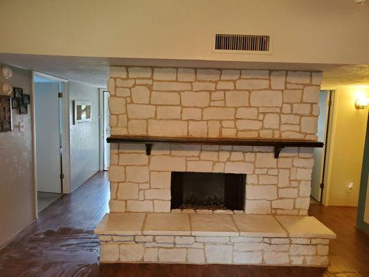 Fireplace with  Synthetic stone