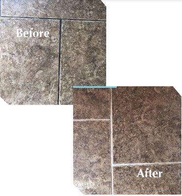 This is a recent Tile & Grout job before and after