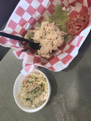 Chicken Salad Sandwich (without the bread) & a side of cole slaw