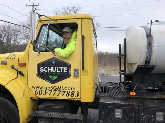 Kenny on the liquid truck for snow removal!