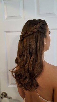 Prom hair , braid with subtle beach waves '17