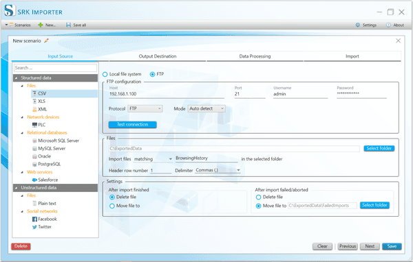 SRK Importer - Input Source tab