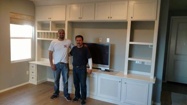 The master builder, Luis, seen here in front our new, beautiful entertainment center.