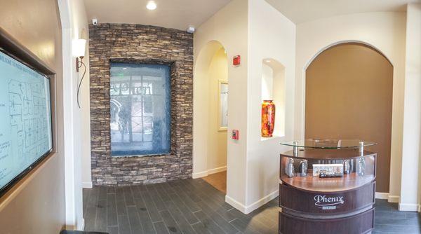 Our main salon entrance. There is a TV on the left that lists each of the suite #s and their business names.