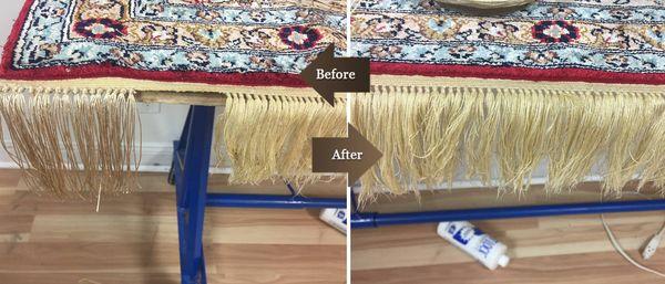 Before and After Repair - Oriental Rug Cleaning by Hand