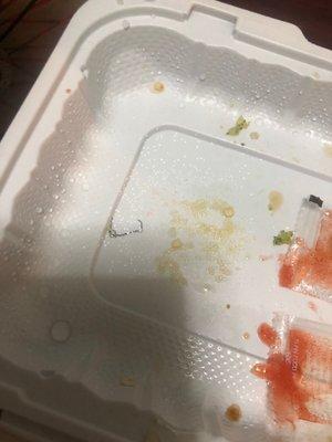 There was a stapler in my food, I almost ate it but I felt it and that's what I saw