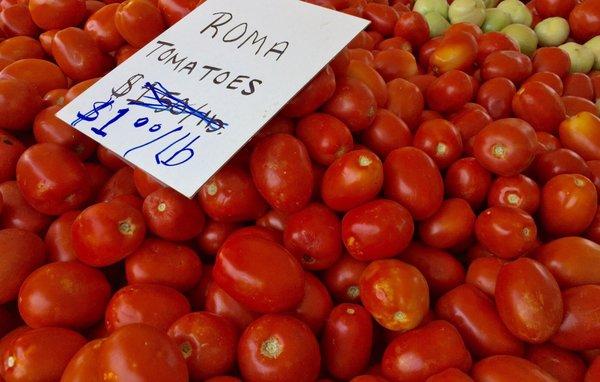 Roma tomatoes ($1.00/lb)