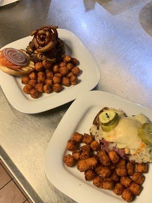 Riverstyx Burger sweet potatoes tots