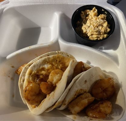 Jerk shrimp tacos a la carte with the slaw on the side. Paired really well together.