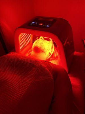 Red - LED Light Therapy to help with redness/inflammation.