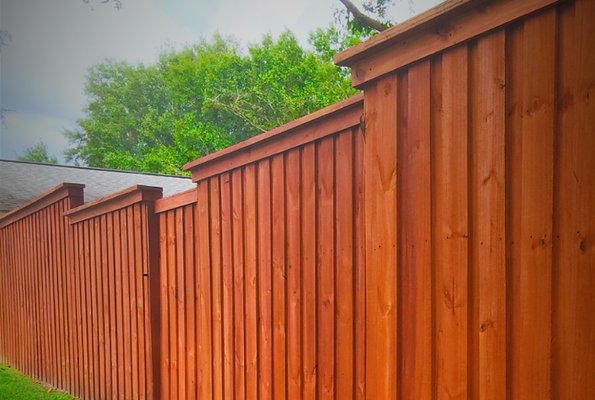 Board on Board Shelf-top wood fence with lattice By Paramount Fencing