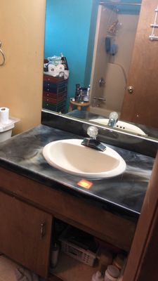 Custom epoxy counter top in guest bath #2