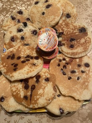 Chocolate chip and blueberry pancakes