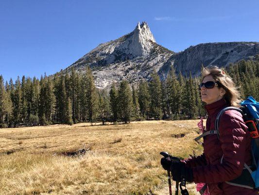 A View of Cathedral Peak from the lake