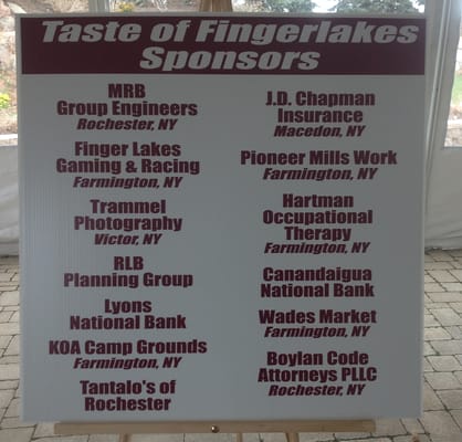 Proud Sponsor of The Taste of Fingerlakes