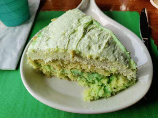 Homemade pistachio cake- incredibly moist and delicious! Best cake I have had in a good while.