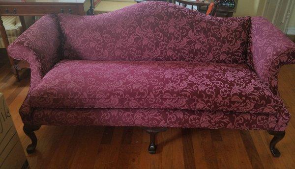 Juan's work is absolutely amazing! This is my Ethan Allen Queen Anne couch that he reupholstered for me! I love it!!!!!