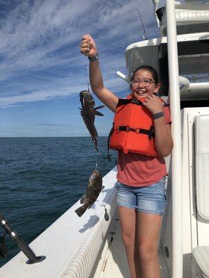 First fish from the ocean. She was pumped.