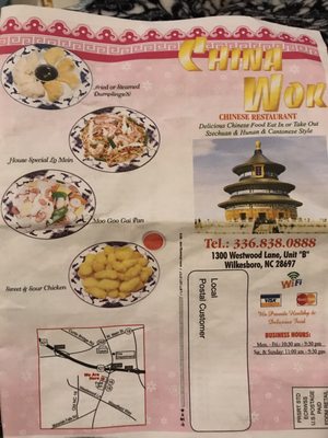 This is the China Wok menu (2018)