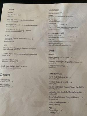 Drink Menu - Sept 2023