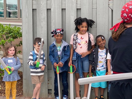 The little pirates learning pirate talk before boarding the boat.