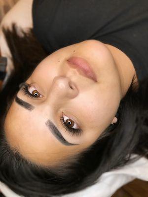 Wispy Cat eye Volume lashes and Healed Microshaded Brows