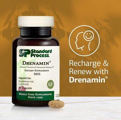 Drenamin supports adrenal function and helps maintain emotional support.