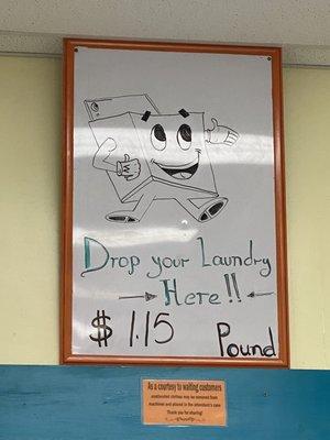 Laundry drop off by the pound