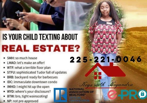 Text (225)221-0046 to buy sell or invest in Real Estate